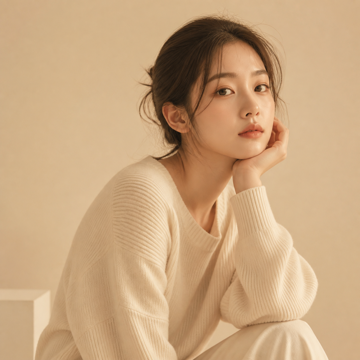 첨부한 참고 이미지의 따뜻한 베이지 톤을 반영해서 부드럽게 리터치해줘